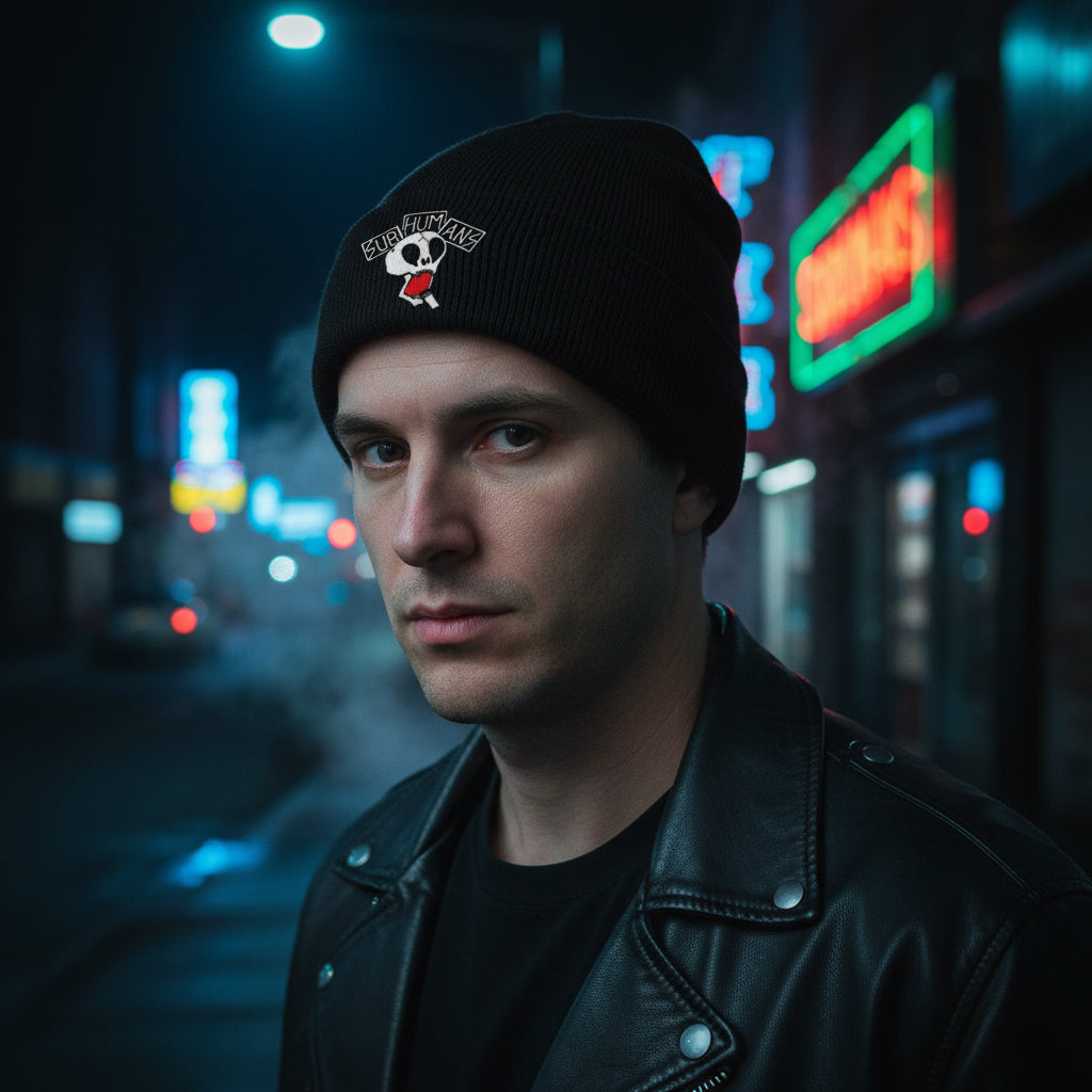MAN WEARING SUBHUMANS BEANIE MM-SHN-HA-02