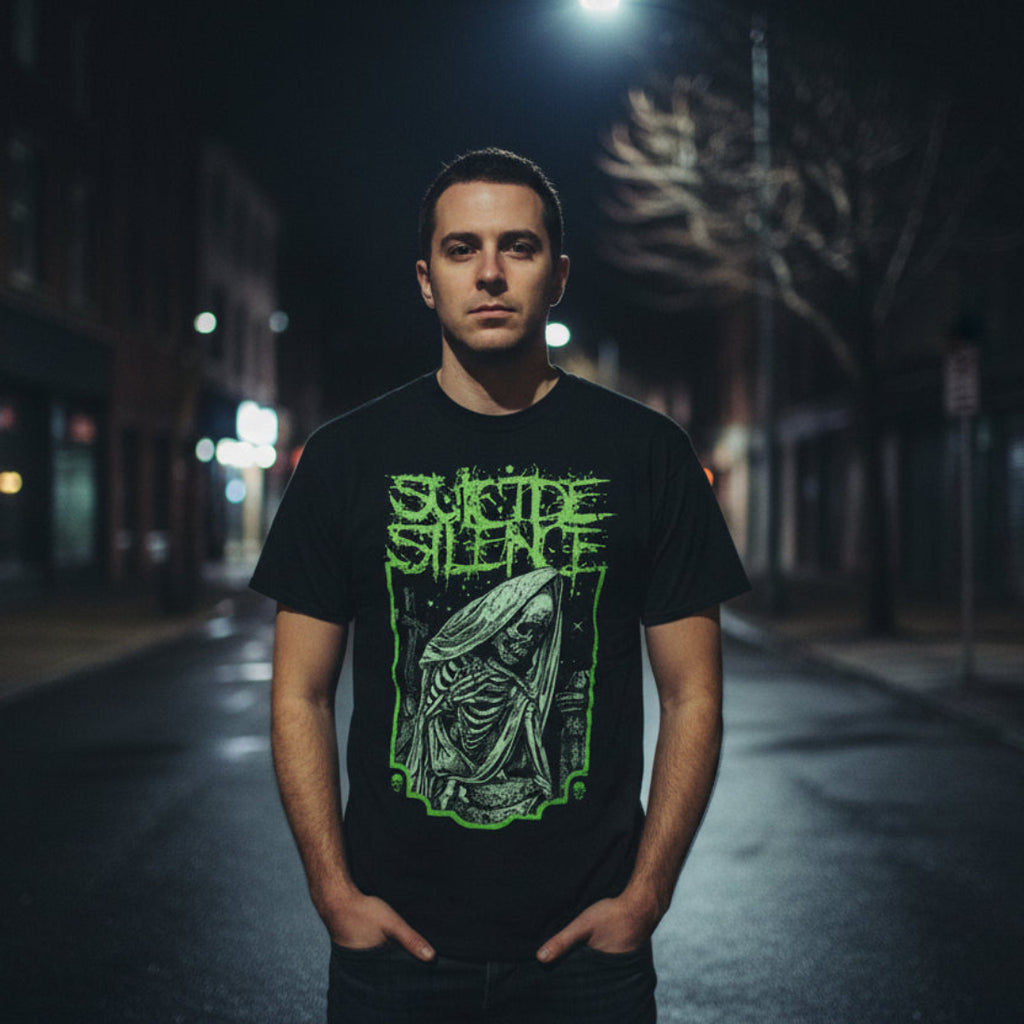 MAN WEARING SUICIDE SILENCE TEE MM-SCS-01S, MM-SCS-01M, MM-SCS-01L, MM-SCS-01X, MM-SCS-01XX, MM-SCS-01XXX