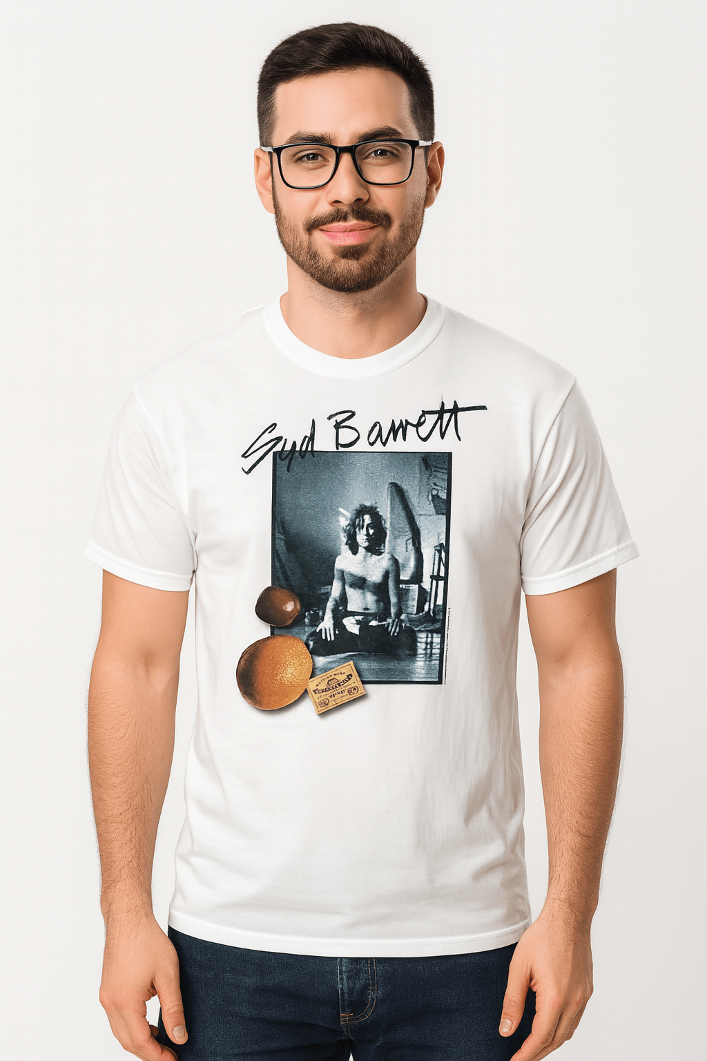Syd Barrett Oranges T-Shirt MALE MODEL WITH GLASSES SYD502S, SYD502M, SYD502L, SYD502XL, SYD502XXL, SYD502XXXL, SYD502XXXXL, SYD502XXXXXL