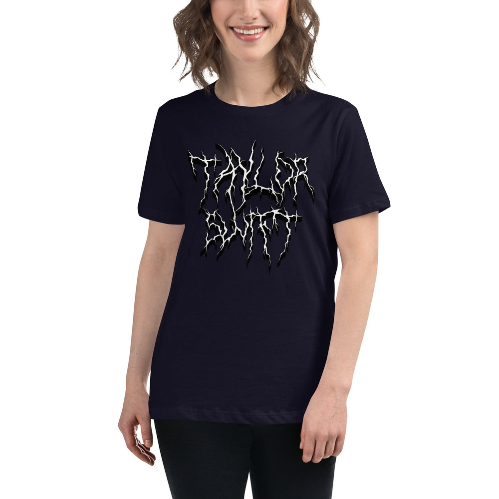 Navy / S Taylor Swift Black Metal Logo Women's Relaxed T-Shirt