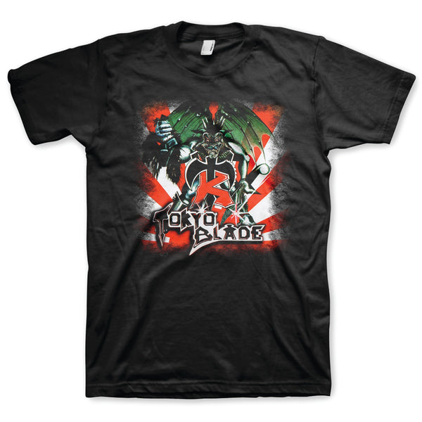 Black t-shirt with 'Tokyo Blade' graphic design on a white background