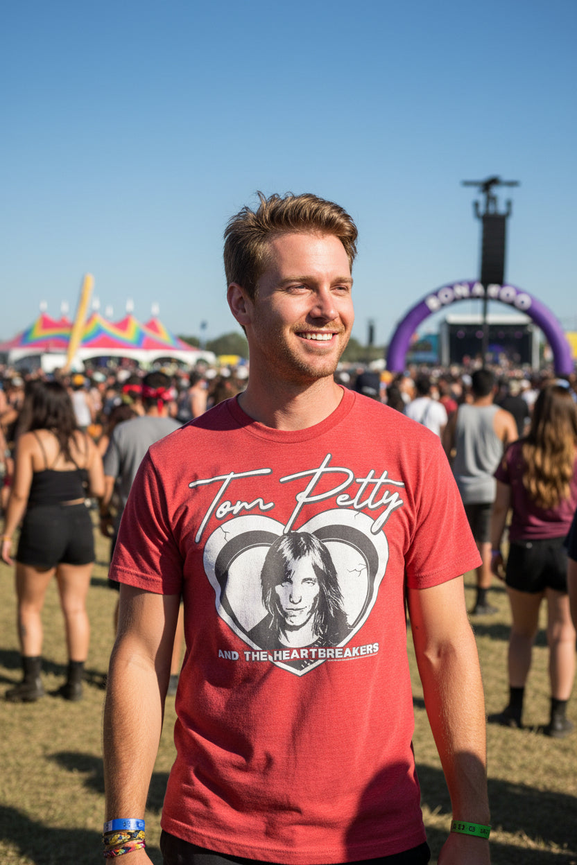 MAN WEARING TOM PETTY TEE TOM PETTY TEE TPH511S, TPH511M, TPH511L, TPH511XL, TPH511XXL, TPH511XXXL