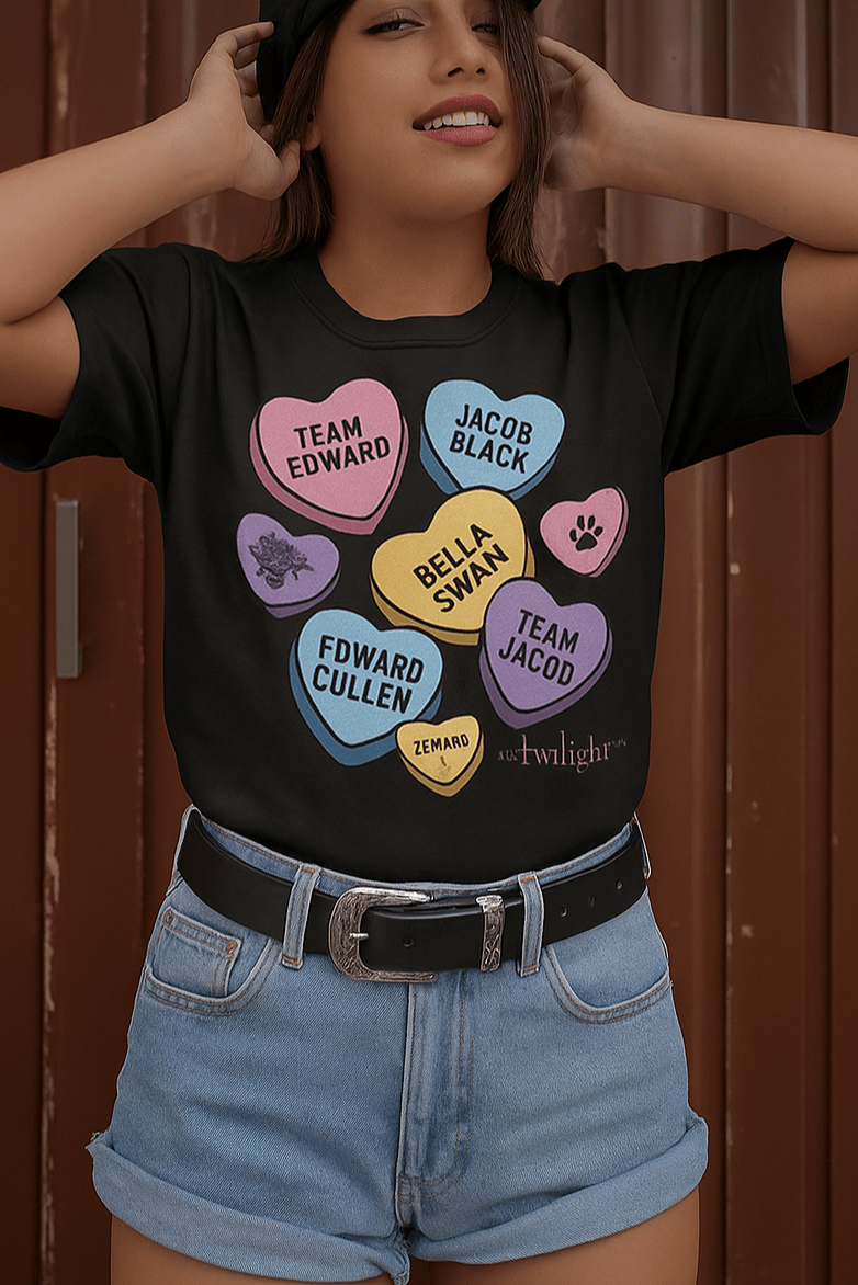 Twilight Multi Color Candy Hearts T-Shirt FEMALE MODEL TWI5123S, TWI5123M, TWI5123L, TWI5123XL, TWI5123XXL, TWI5123XXXL, TWI5123XXXXL, TWI5123XXXXXL