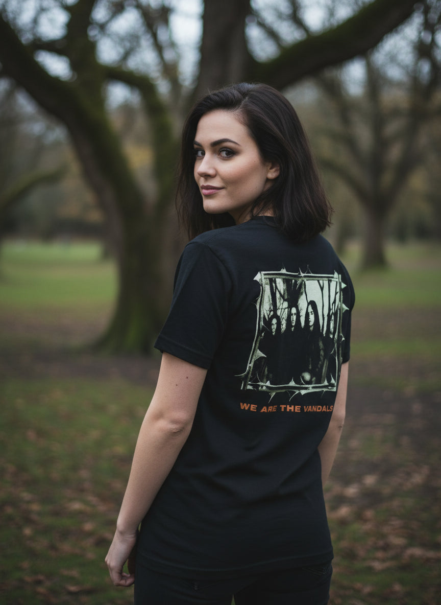 Woman wearing Type O Negative October Rust shirt, MM-TON-03S, MM-TON-03M, MM-TON-03L, MM-TON-03X, MM-TON-03XX, MM-TON-03XXX