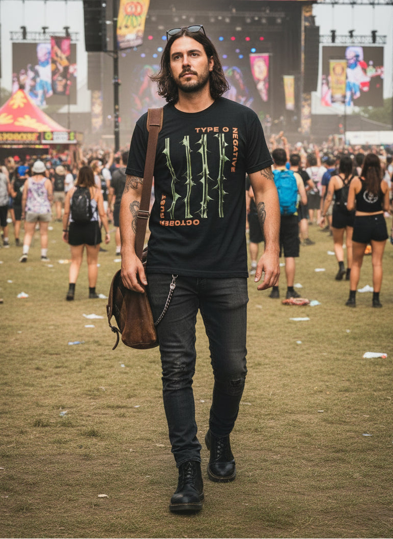 Man wearing Type O Negative Shirt, MM-TON-03S, MM-TON-03M, MM-TON-03L, MM-TON-03X, MM-TON-03XX, MM-TON-03XXX