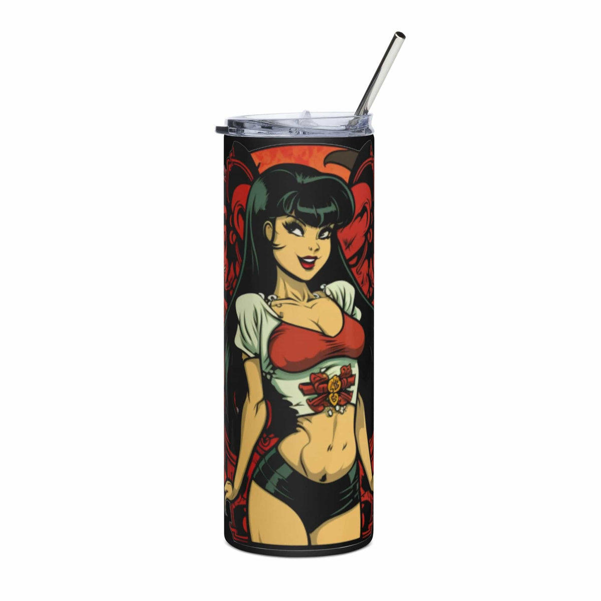 Black Vampi Bombshell Pin Up Stainless Steel Tumbler