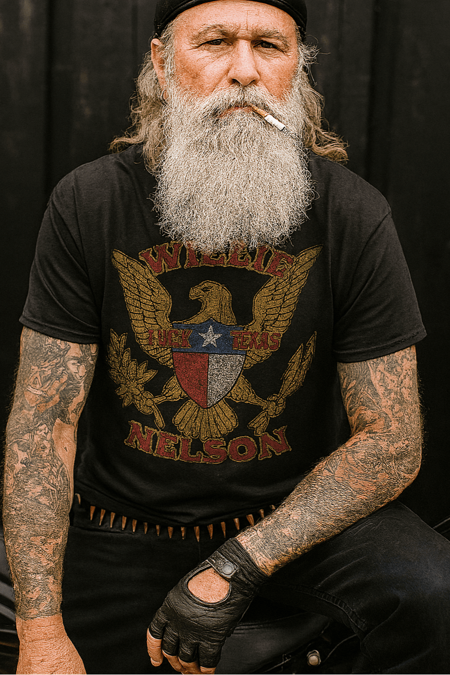 Willie Nelson Luck Texas Eagle T-Shirt Man WLN527S, WLN527M, WLN527L, WLN527XL, WLN527XXL, WLN527XXXL, WLN527XXXXL, WLN527XXXXXL