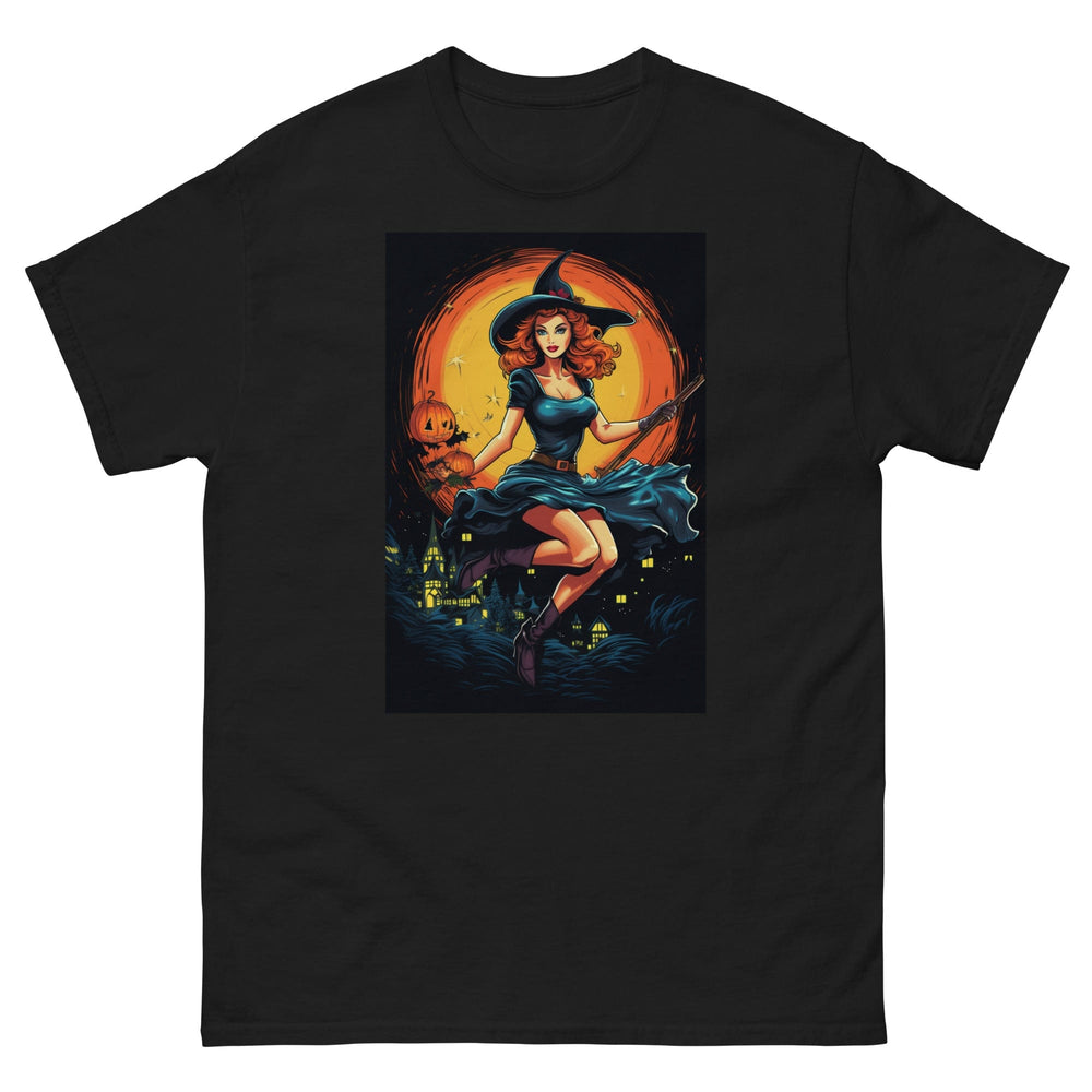 Black / S Witch in Flight Halloween Men's T-Shirt