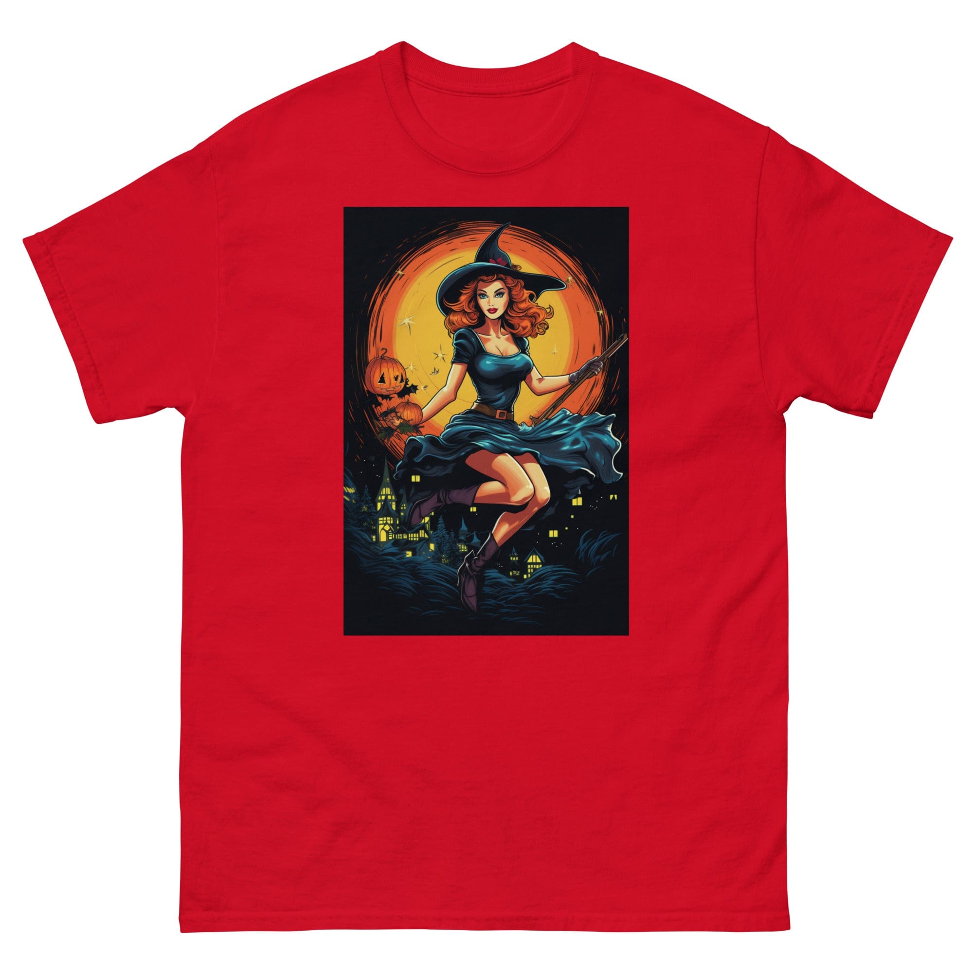 Red / S Witch in Flight Halloween Men's T-Shirt 3735983_11566
