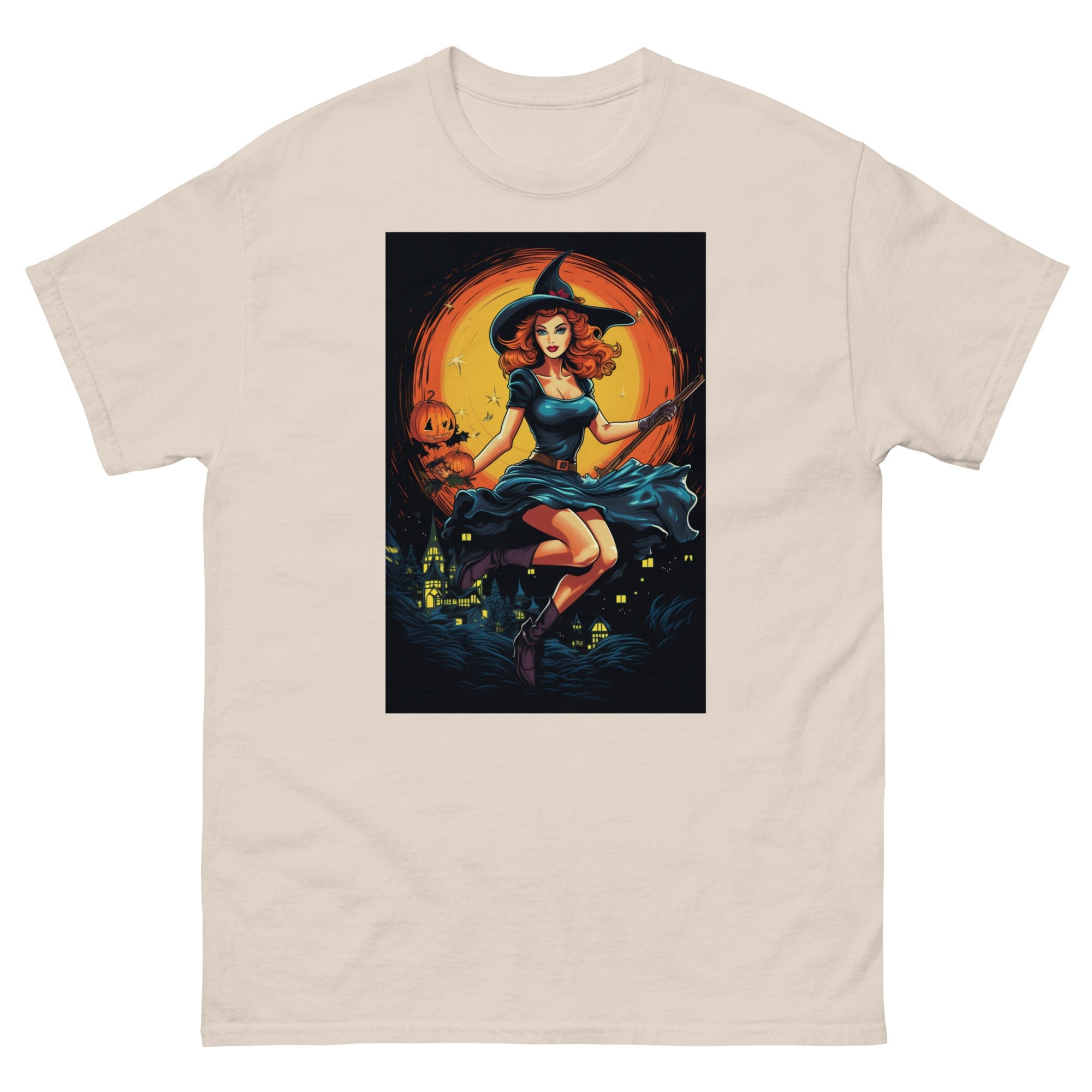 Natural / S Witch in Flight Halloween Men's T-Shirt 3735983_11556