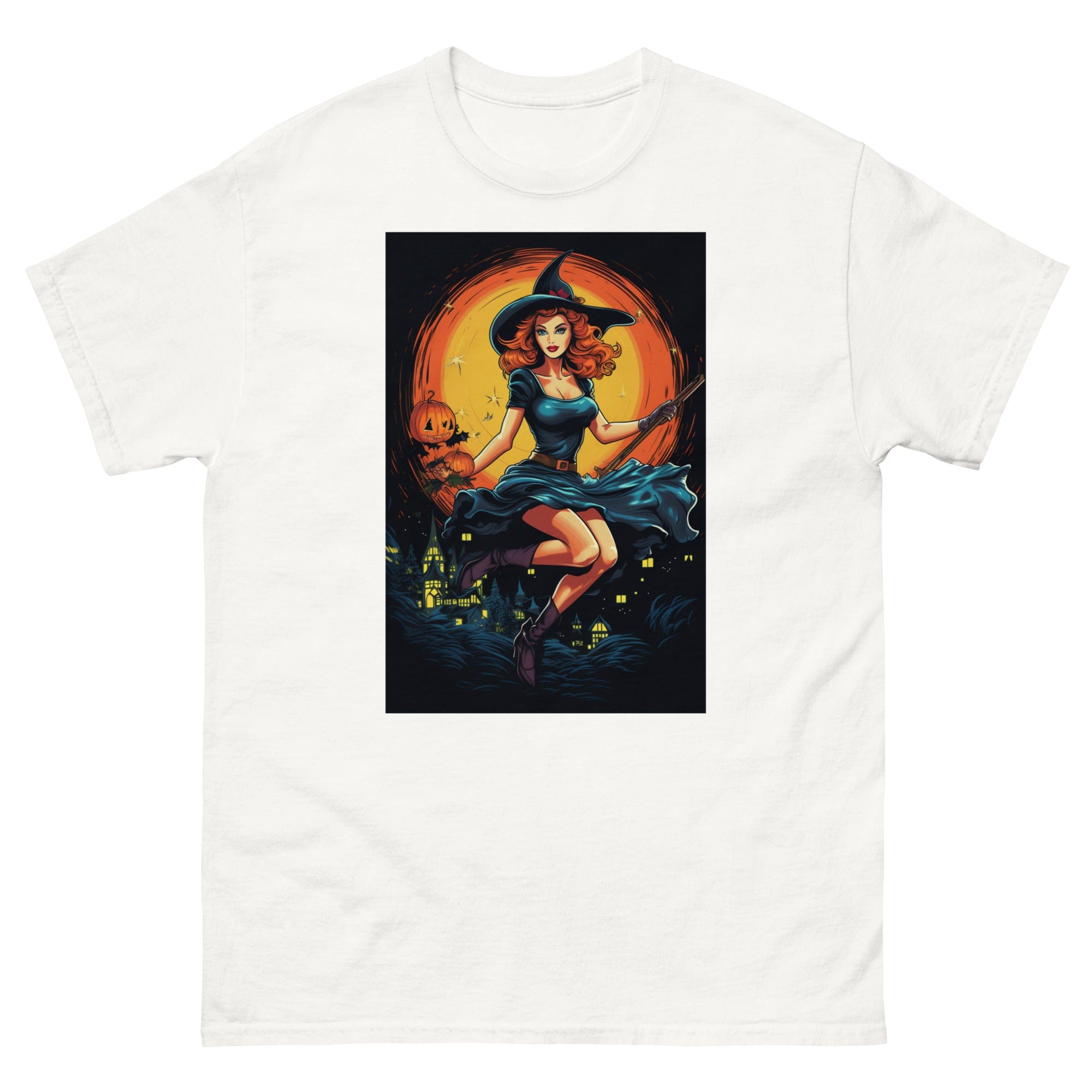 White / S Witch in Flight Halloween Men's T-Shirt 3735983_11576