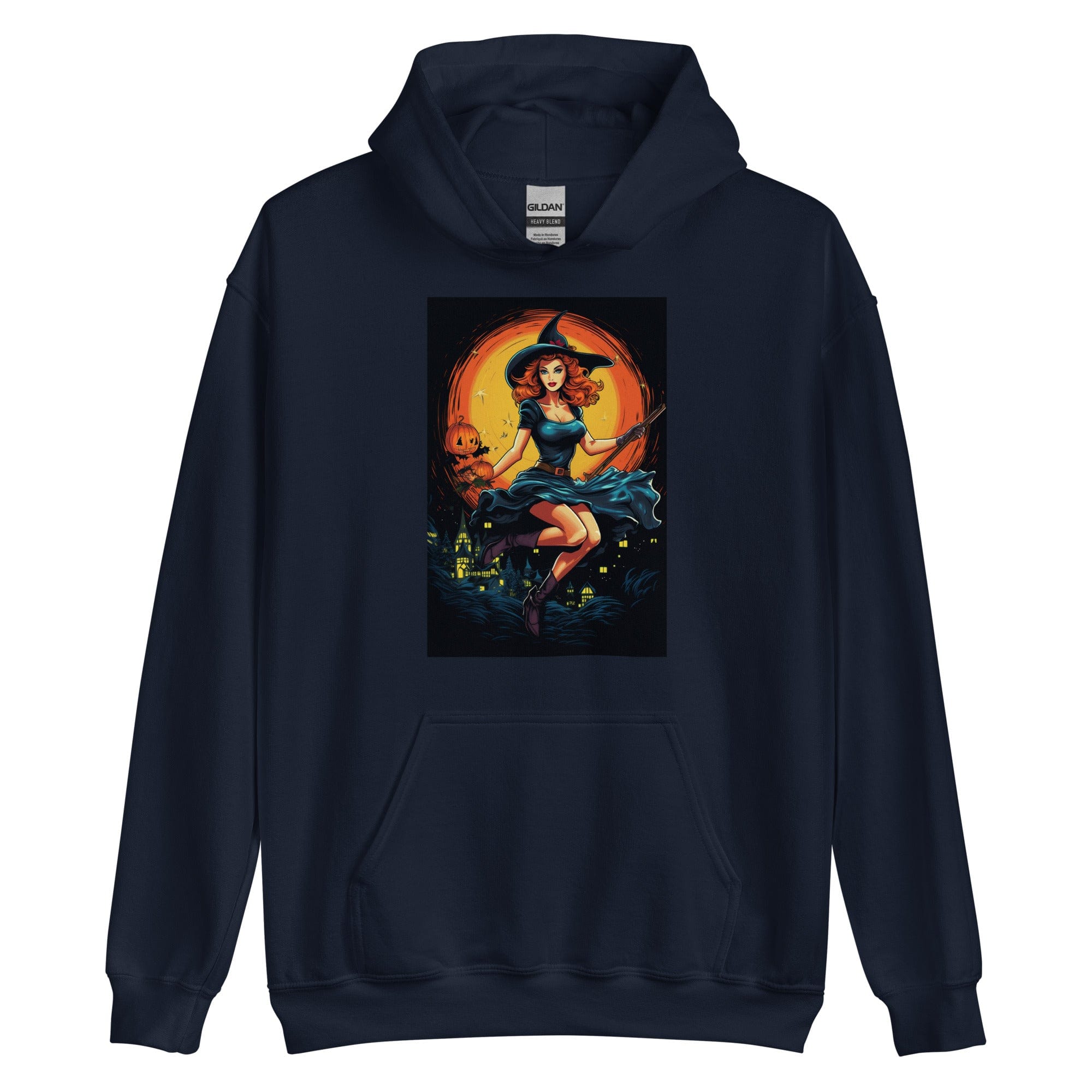 Navy / S Witch in Flight Unisex Pullover Hoodie 5973208_5594