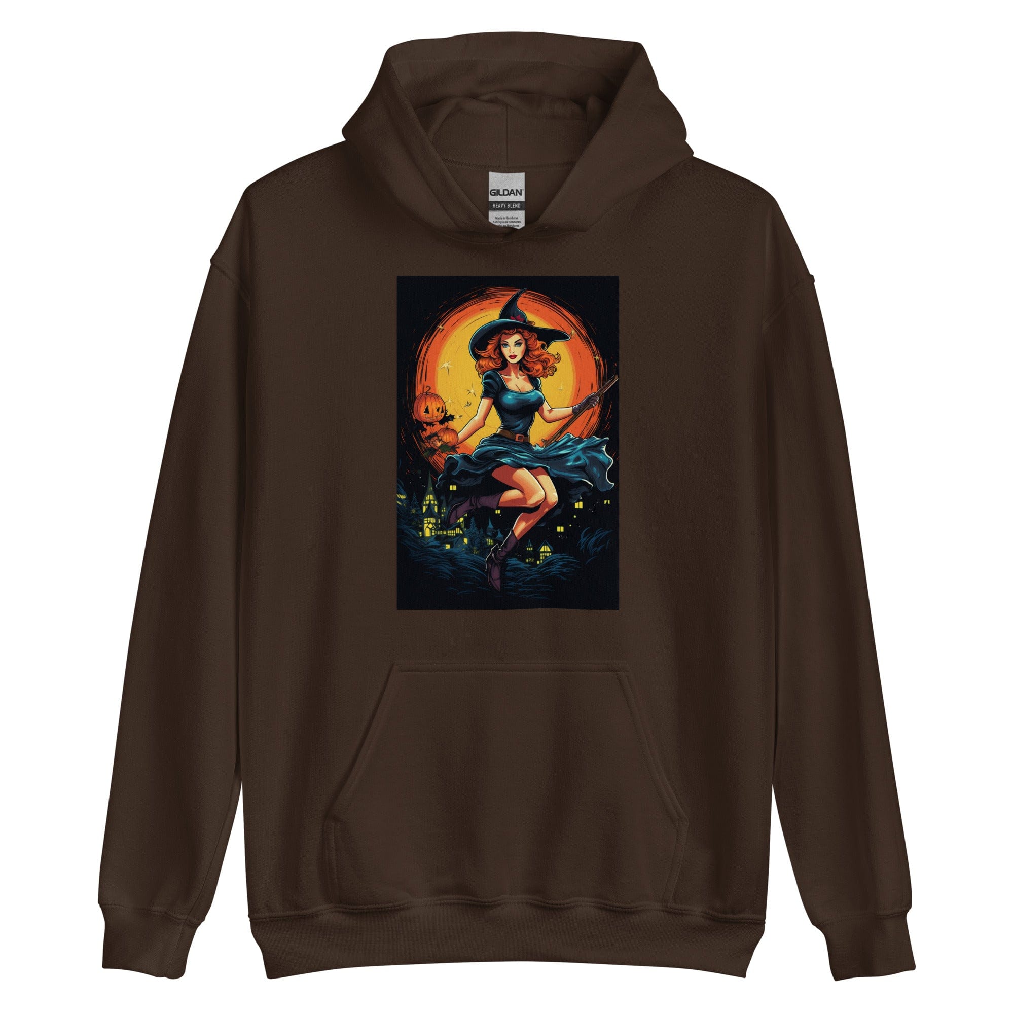 Dark Chocolate / S Witch in Flight Unisex Pullover Hoodie 5973208_5554