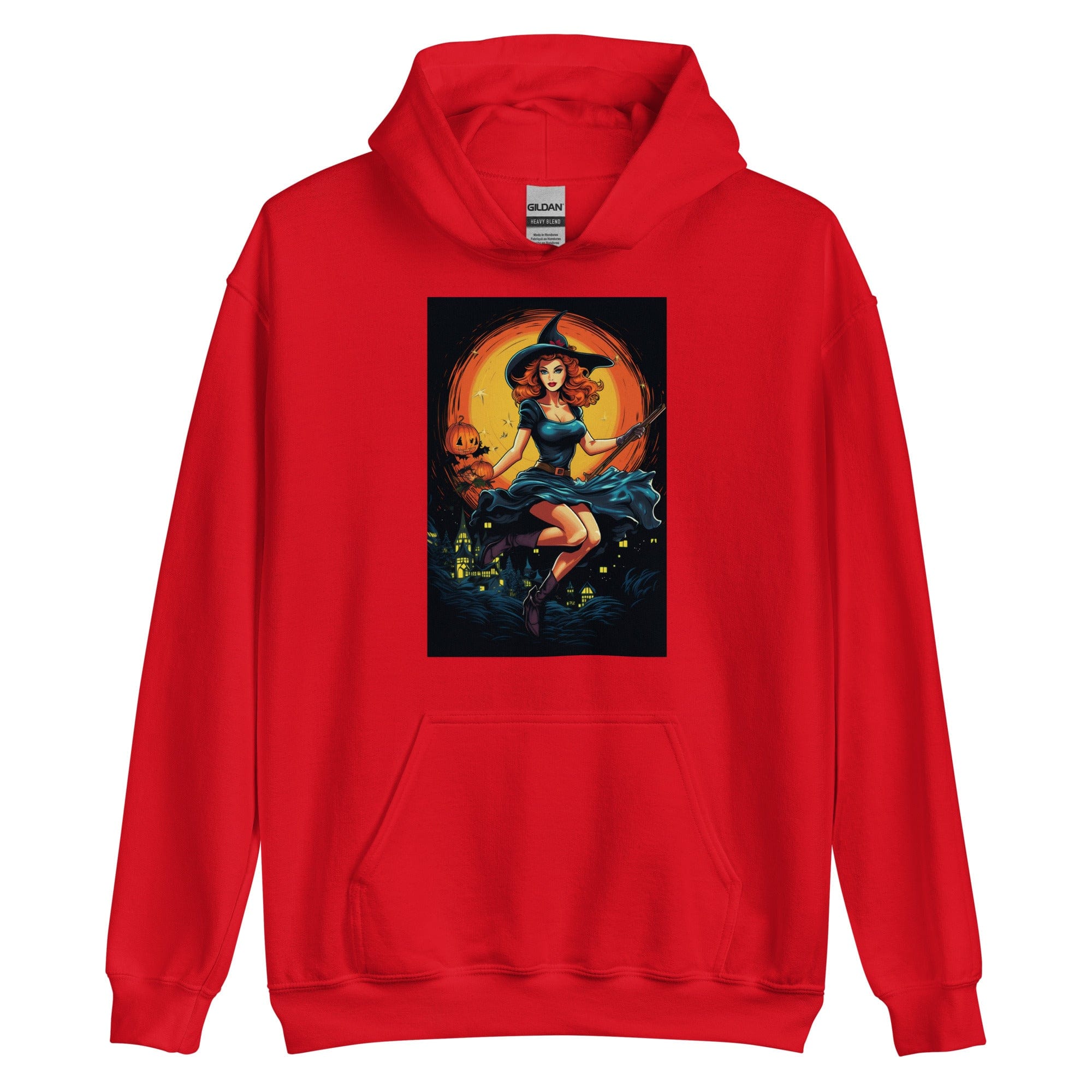Red / S Witch in Flight Unisex Pullover Hoodie 5973208_5538