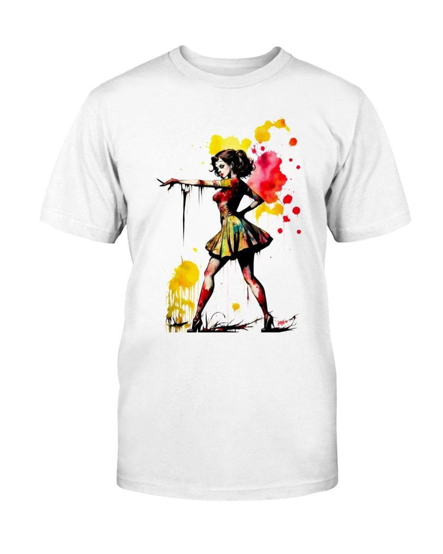 White / XS Zombie a Go Go Pin-Up Girl Slim Fit T-Shirt FUEL-4AF77C6