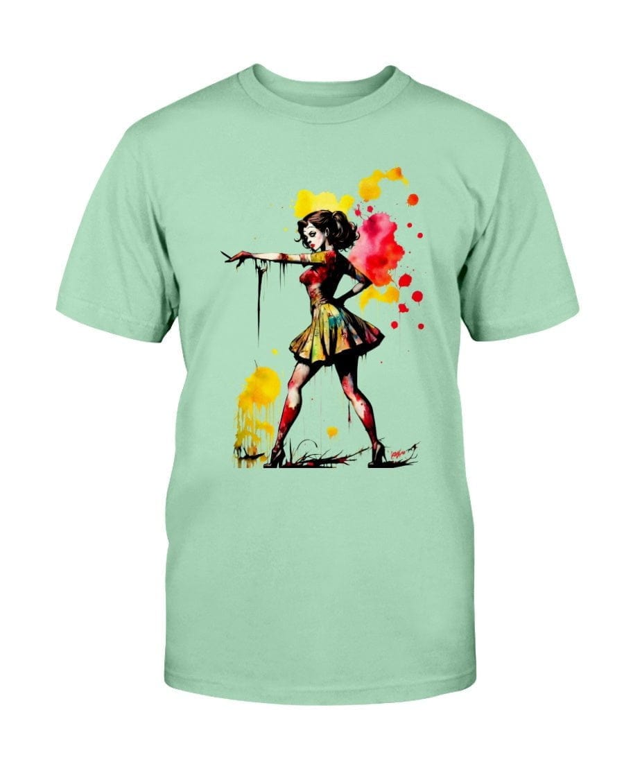 Light Green / XS Zombie a Go Go Pin-Up Girl Slim Fit T-Shirt FUEL-0982A8D