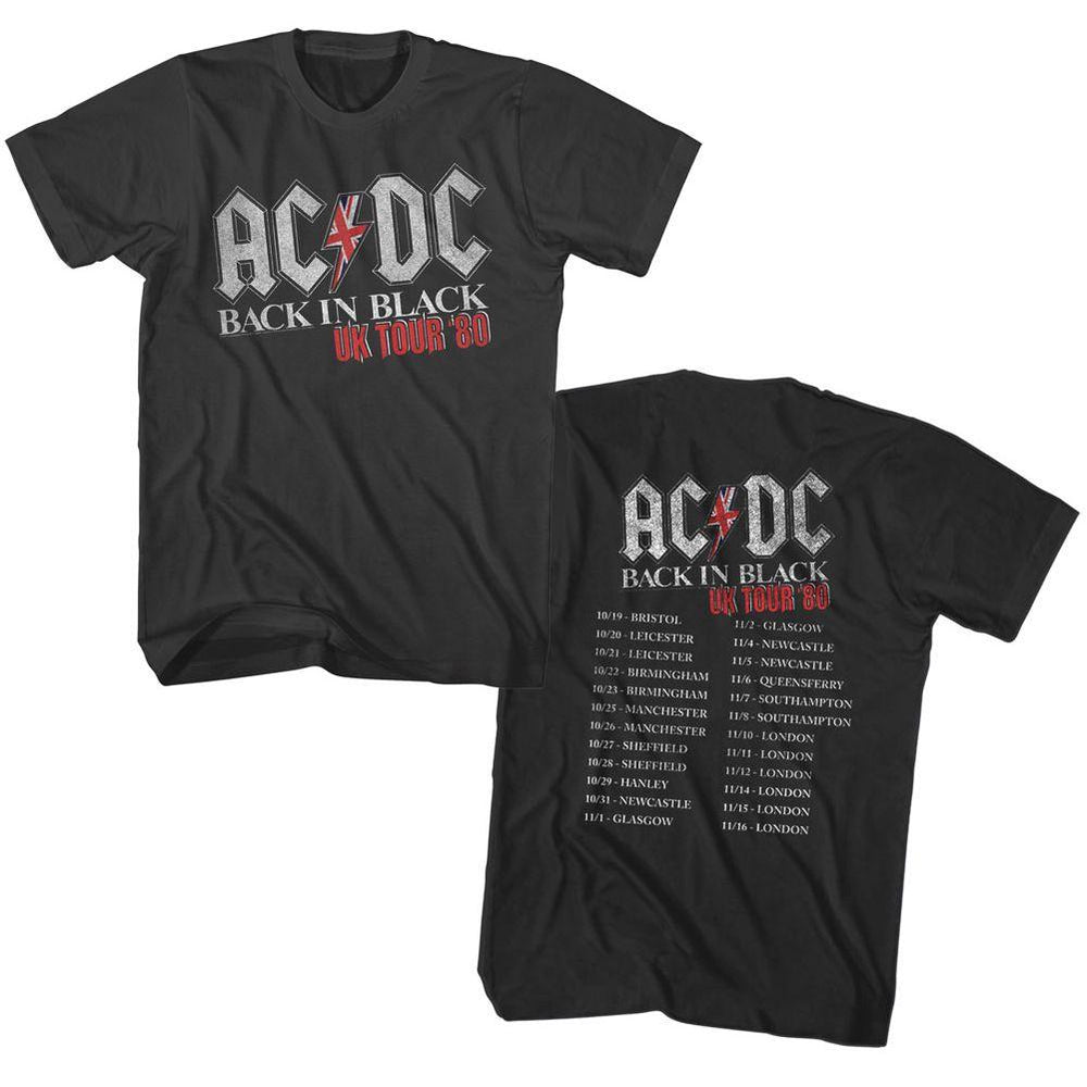 AC/DC Back in Black 1980 UK Tour Slim Fit T-Shirt