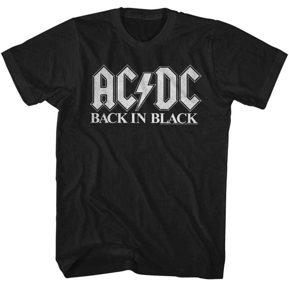 AC/DC Black in Black White Logo Black T-Shirt