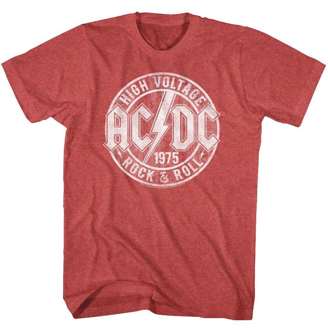 AC/DC High Voltage R&R Red Heather Slim Fit T-Shirt