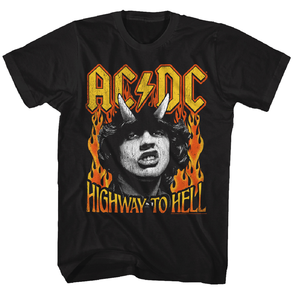 AC/DC Highway To Hell Fire Distressed T-Shirt