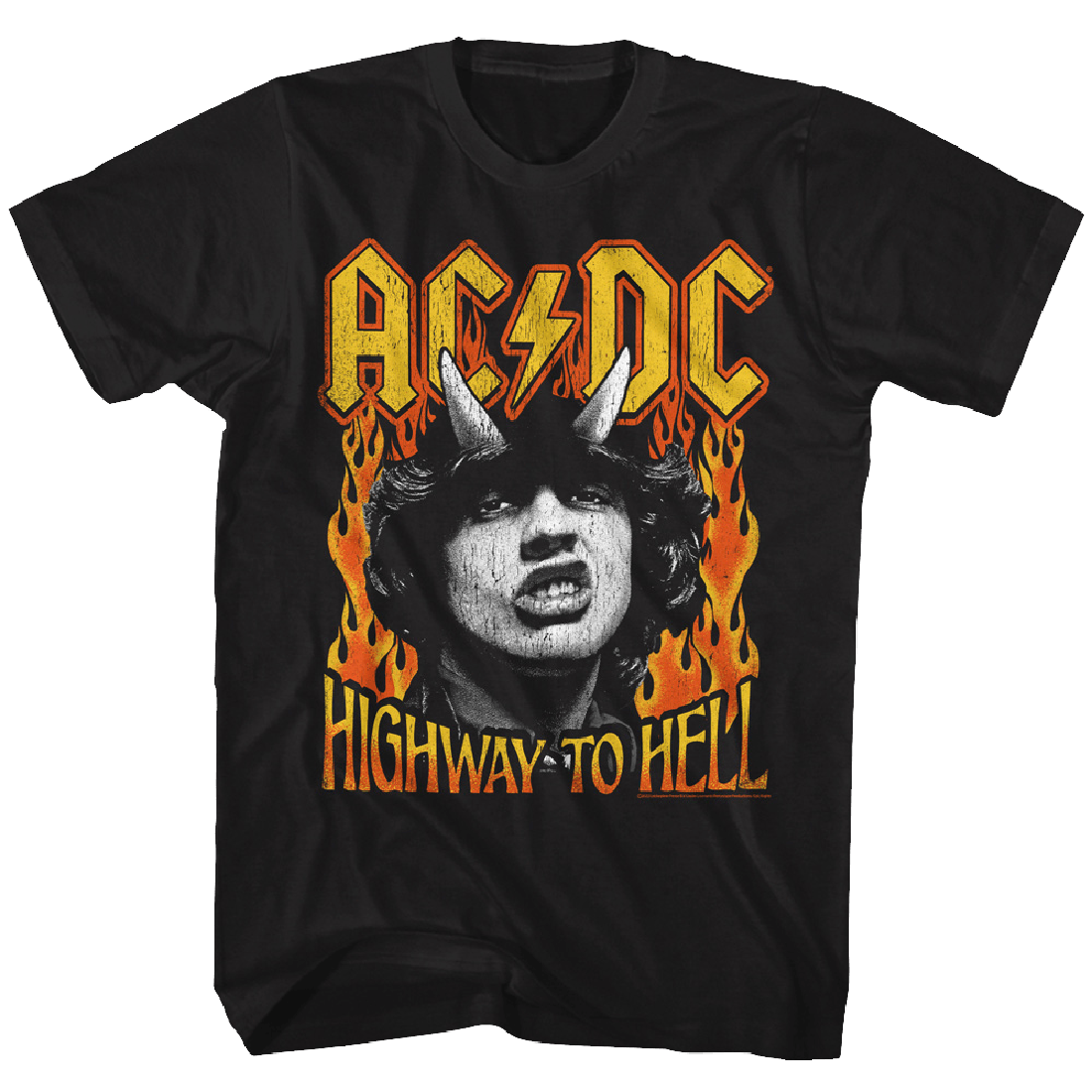 AC/DC Highway To Hell Fire Distressed T-Shirt