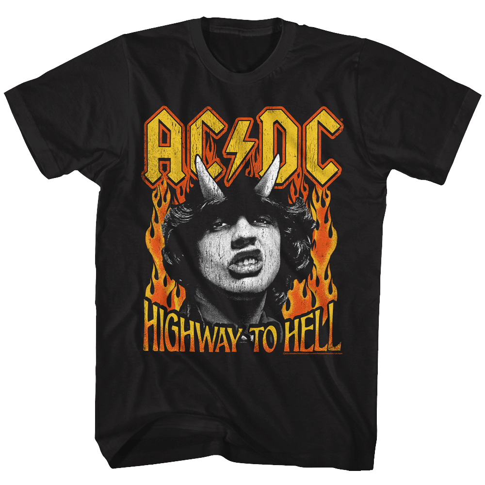 Shirt AC/DC Highway To Hell Fire Distressed T-Shirt