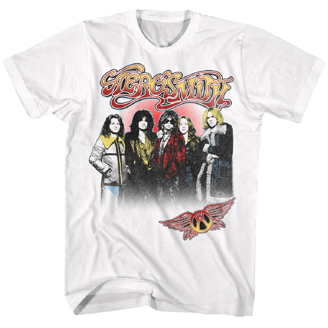 Aerosmith Band and Logo White Official T-Shirt