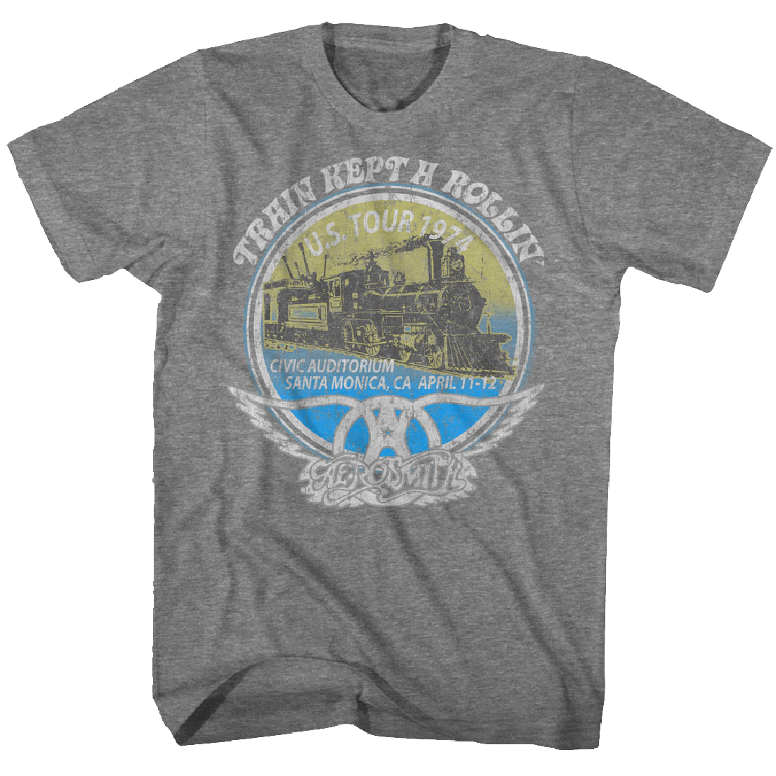 Aerosmith Train Kept a Rolling US 74 Tour Gray T-Shirt