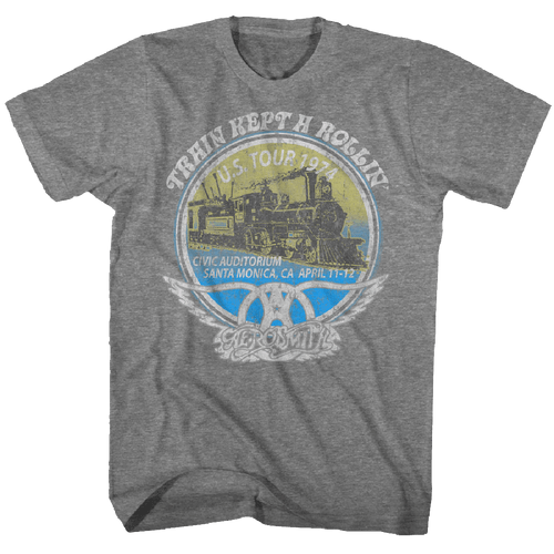 Aerosmith Train Kept a Rolling US 74 Tour Gray T-Shirt