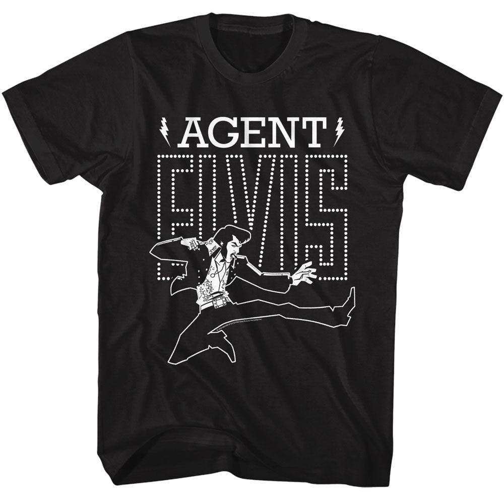 Shirt Agent Elvis Flying Kick and Logo Official T-Shirt