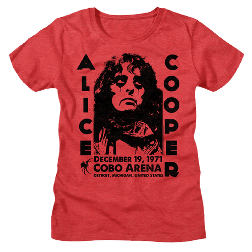 Alice Cooper Cobo Arena 1971 Women's T-Shirt ACOOP521-301S, ACOOP521-301M, ACOOP521-301L, ACOOP521-301XL, ACOOP521-301XXL