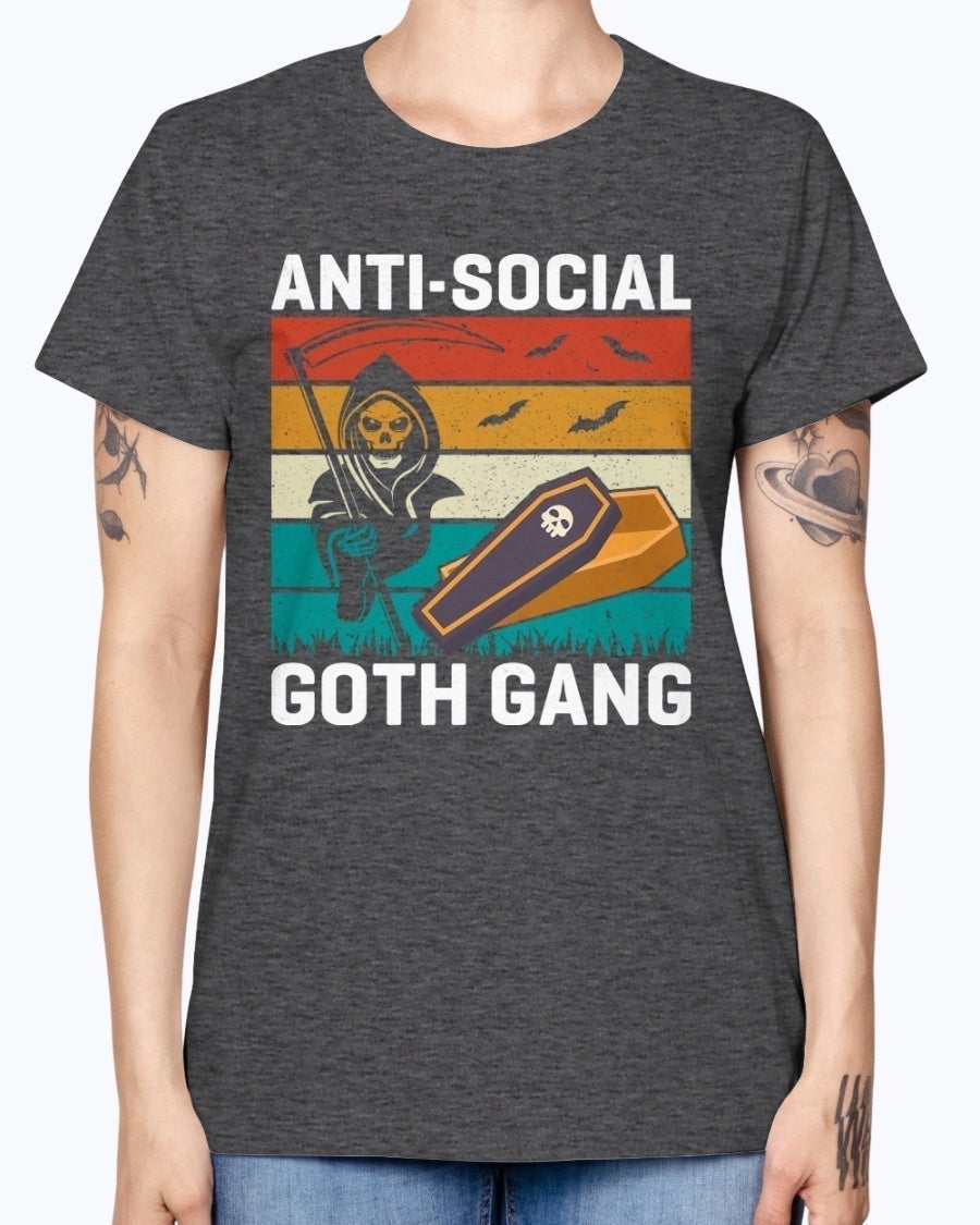 Charcoal Heather / S Anti Social Goth Gang Women's T-Shirt FUEL-0899684