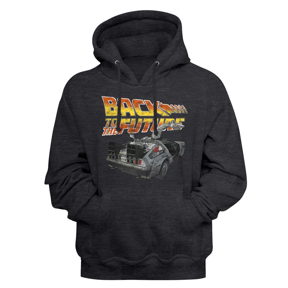 Shirt Back to the Future Distressed Car Grey Pullover Hoodie