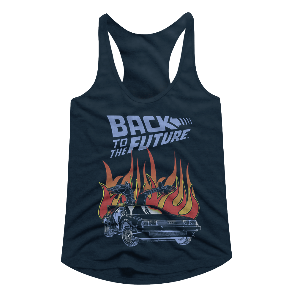 Back to the Future Flames Women's Racer Back Tank Top