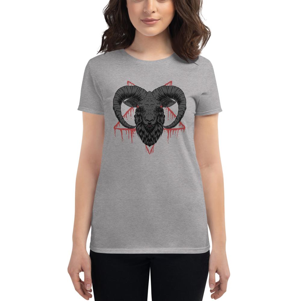 Heather Grey / S Baphomet Goat Head Bloody Pentagram Premium Women's T-shirt 3847522_4917