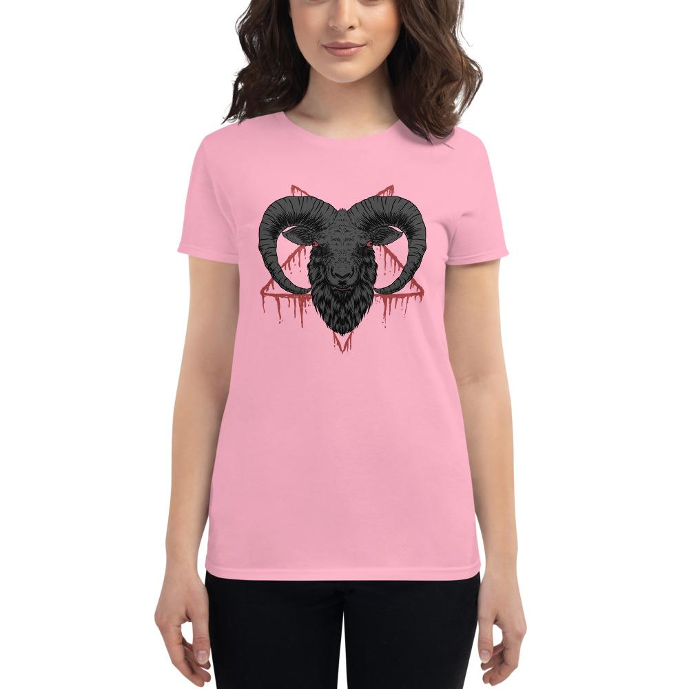 Charity Pink / S Baphomet Goat Head Bloody Pentagram Premium Women's T-shirt 3847522_4912