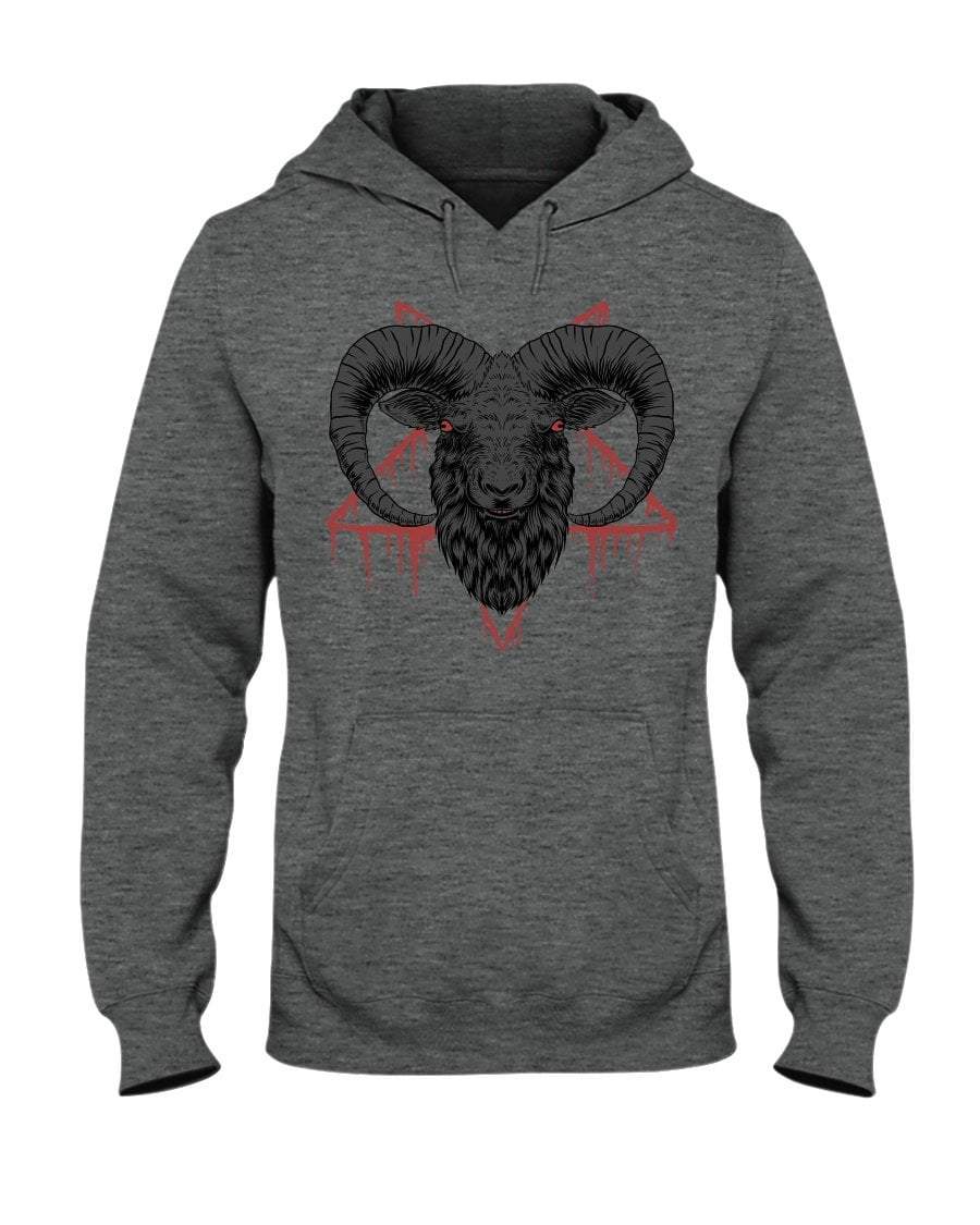Graphite Heather / S Baphomet Goat Head Bloody Pentagram Pullover Hoodie FUEL-9E2ECD7