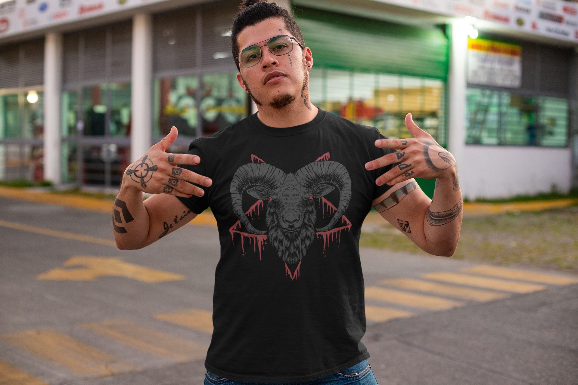 Baphomet Goat Head Bloody Pentagram T-Shirt