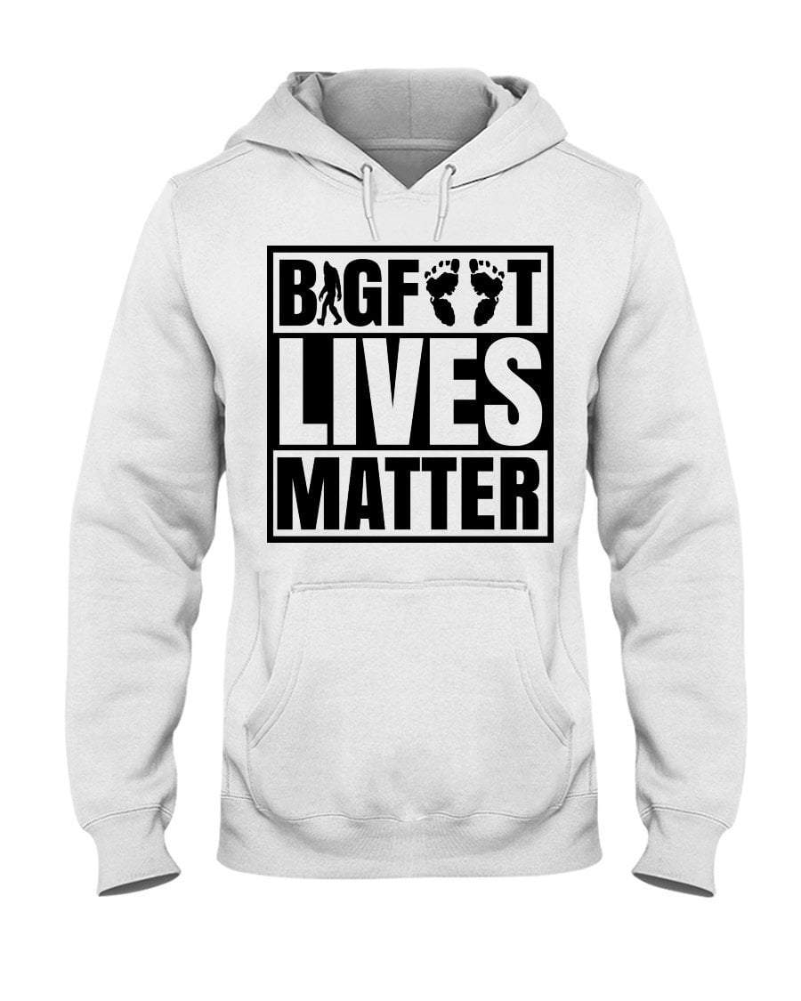 White / S Bigfoot Lives Matter Pullover Hoodie FUEL-104BEAC