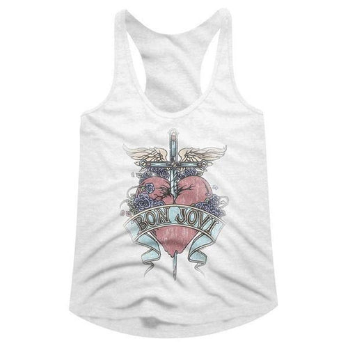 Bon Jovi Pierced Women's White Racer Back Tank Top