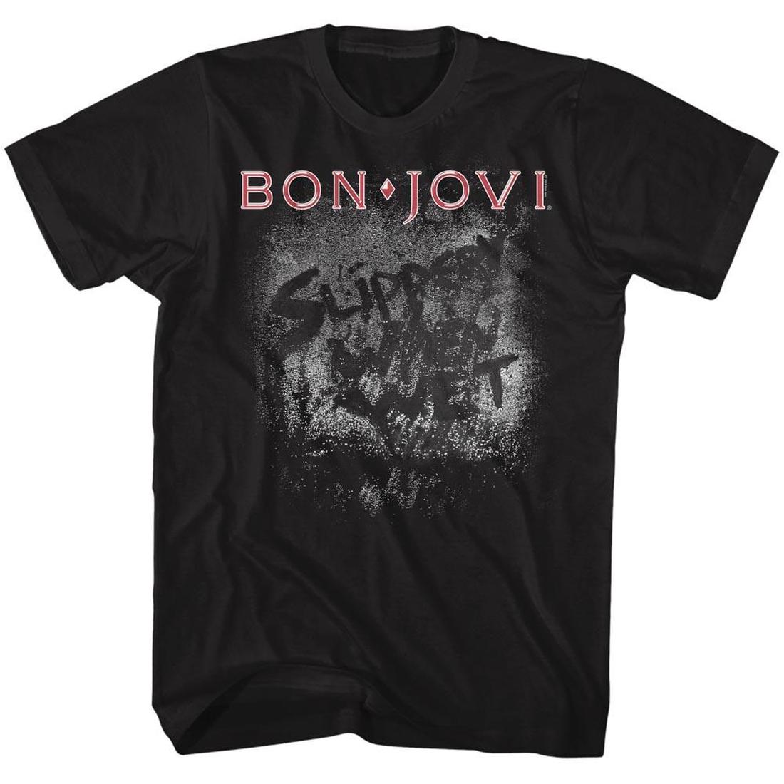 Bon Jovi Slippery When Wet Album Cover Slim Fit T-Shirt