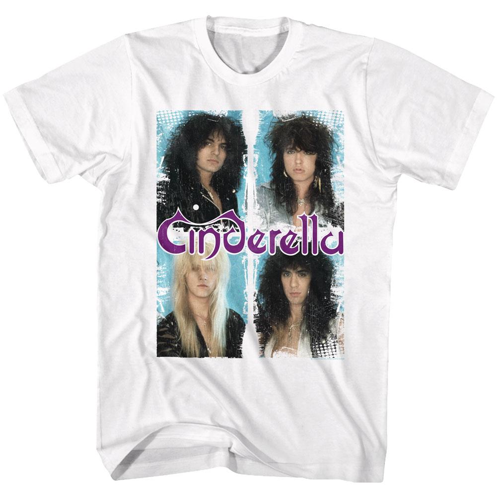 Cinderella Boxed Faces White Slim Fit T-Shirt