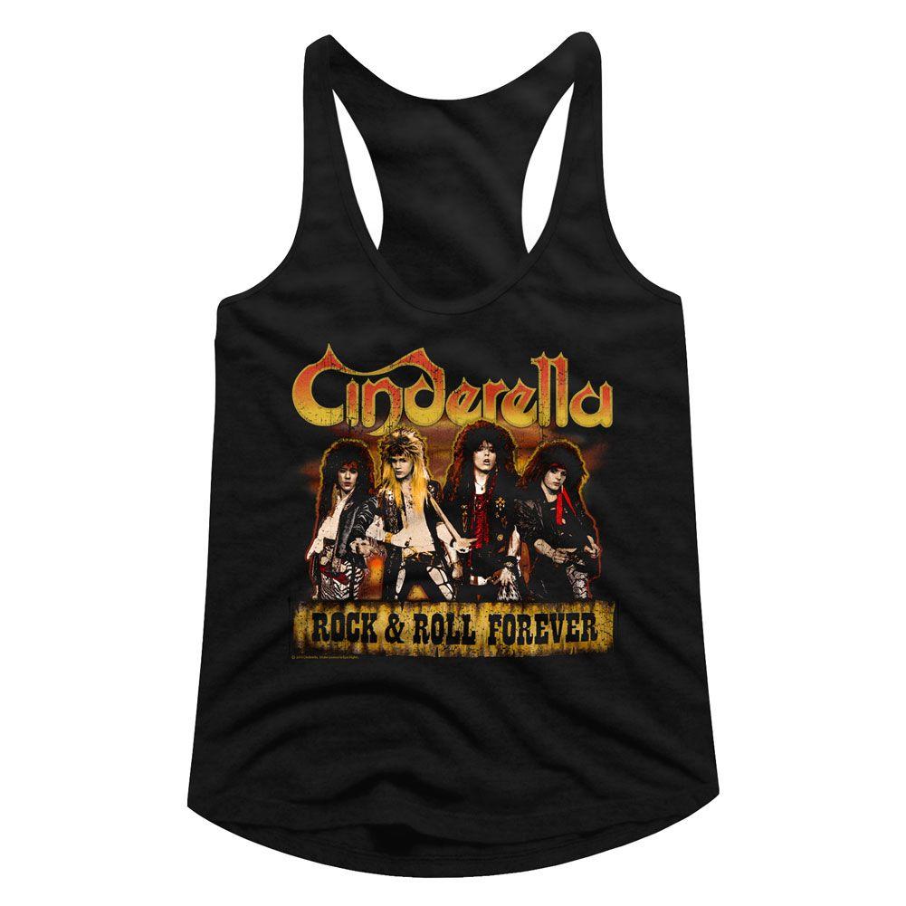 Cinderella Forever Band Photo Juniors Racer Back Tank Top