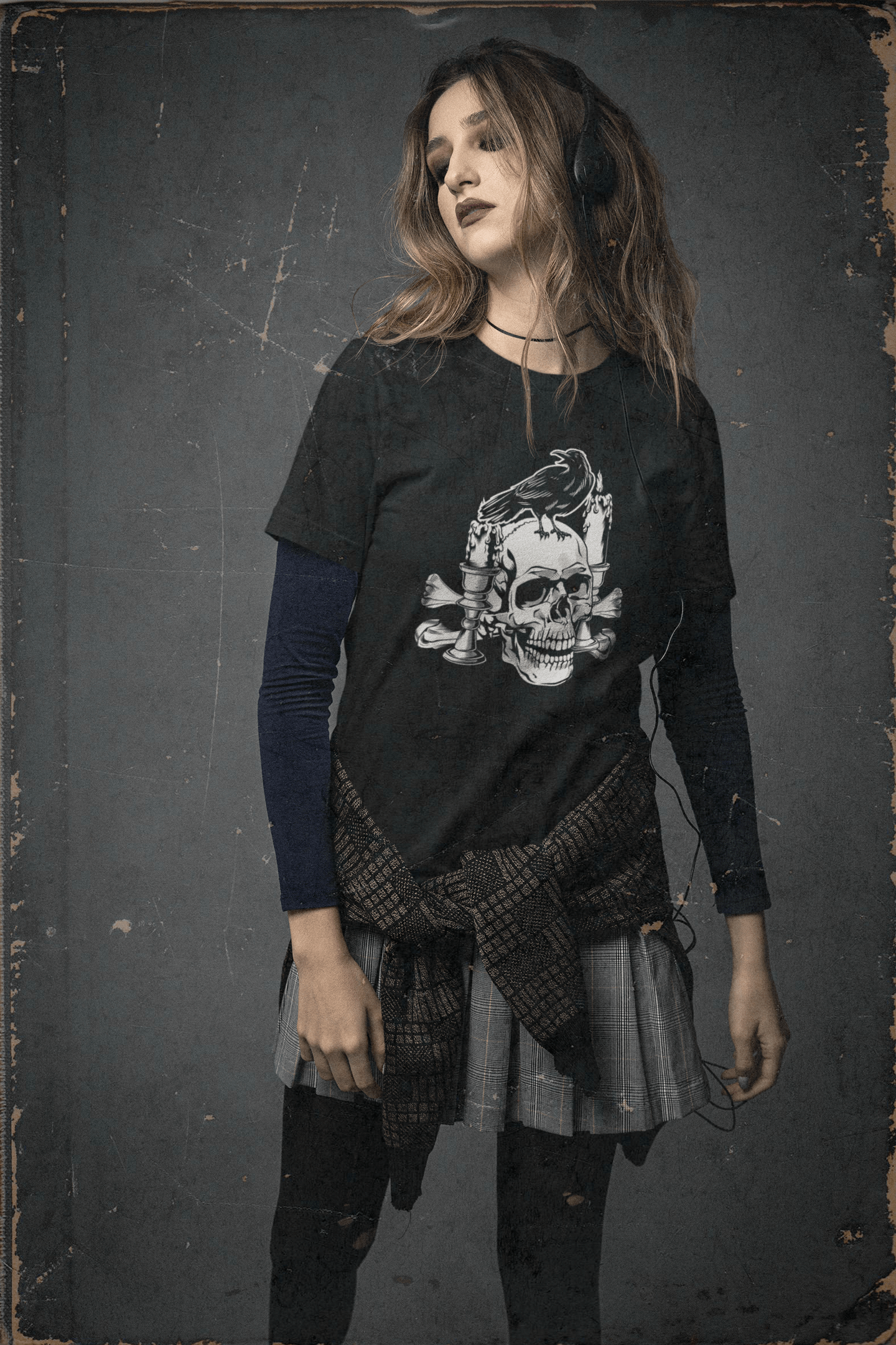 Crow and Skull Goth Horror T-Shirt
