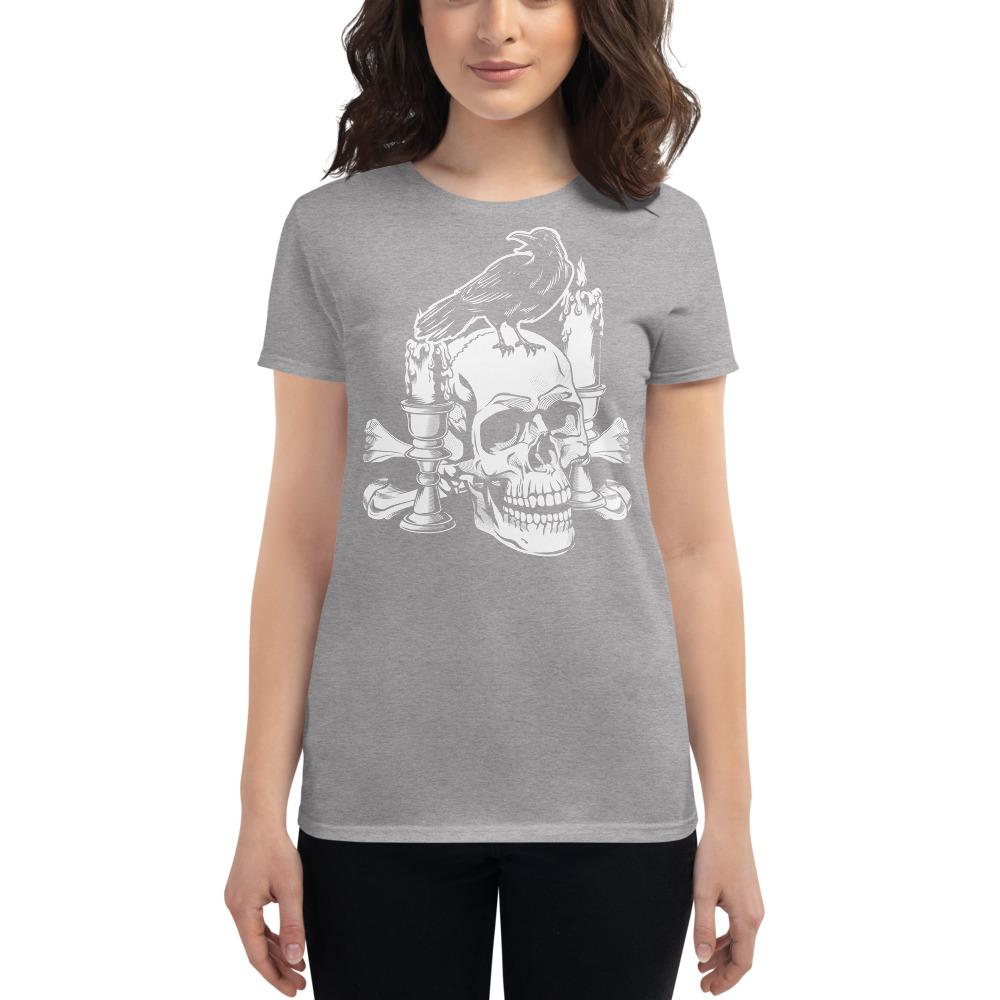 Heather Grey / S Crow and Skull Goth Horror Women's Premium T-Shirt 4800345_4917