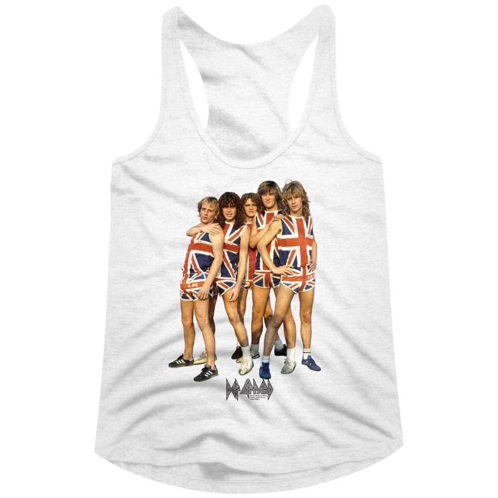 Def Leppard Band Photo Juniors Racer Back Tank Top
