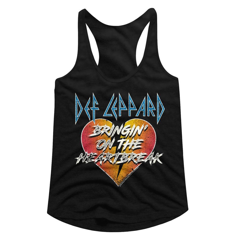 Def Leppard Bringing on the Heartbreak Juniors Racer Back Tank Top