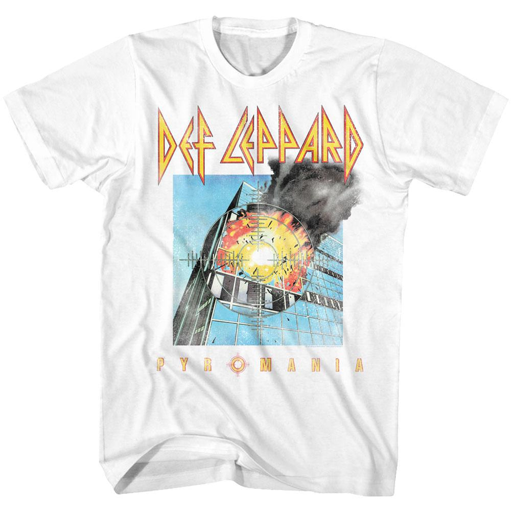 Shirt Def Leppard Faded Pyromania White T-Shirt