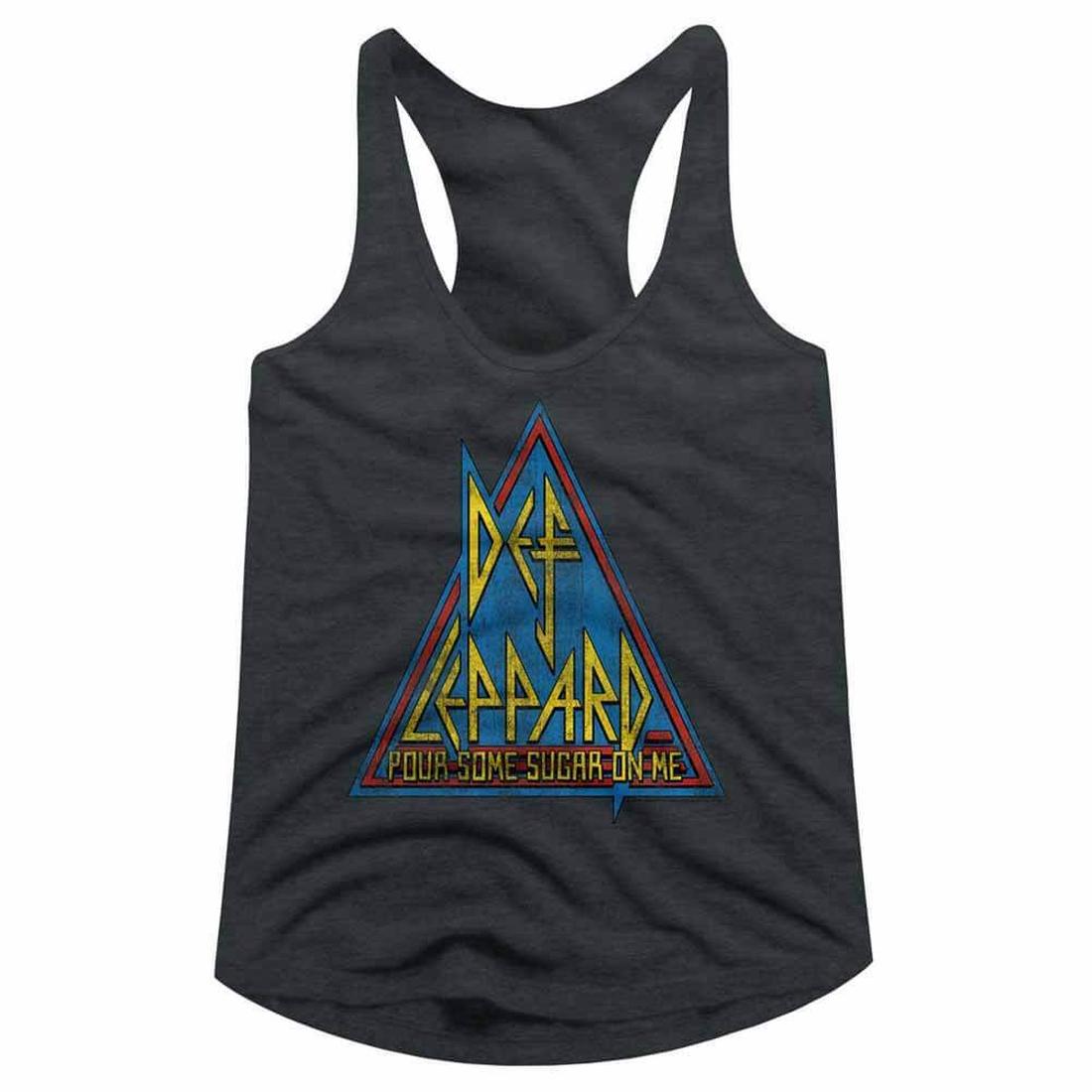 Def Leppard Pour Some Sugar On Me Triangle Juniors Racer Back Tank Top DEF569-320S, DEF569-320M, DEF569-320L, DEF569-320XL, DEF569-320XXL