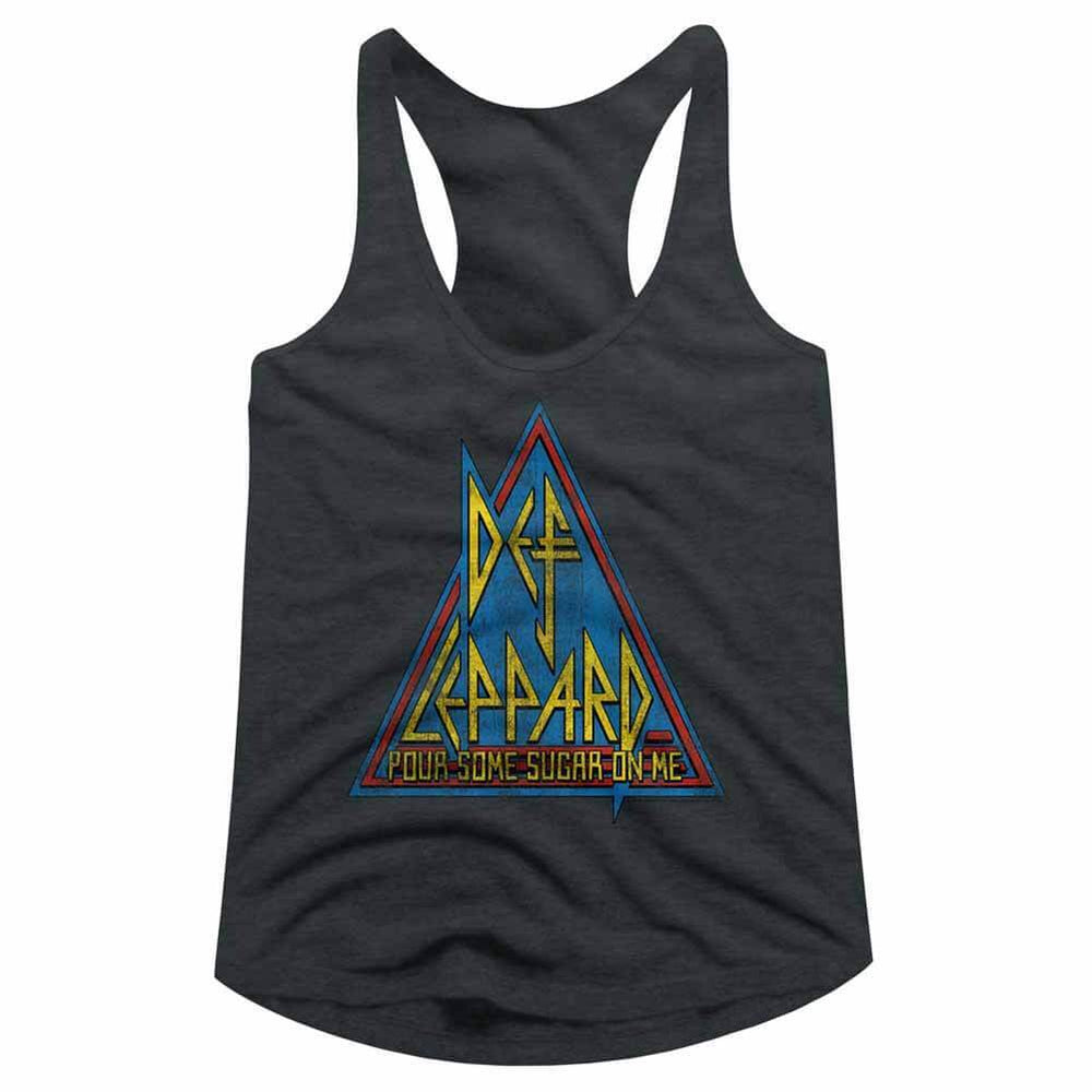 Def Leppard Pour Some Sugar On Me Triangle Juniors Racer Back Tank Top